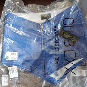 Blue Vinyl Shorts with zip up front sm